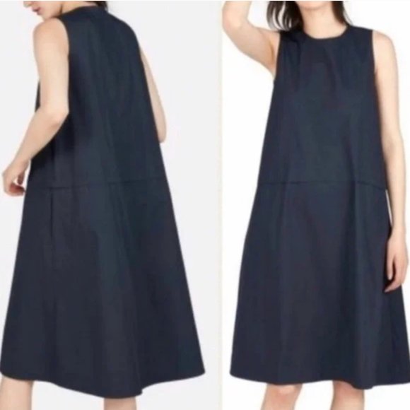 Everlane Dresses & Skirts - Everlane Navy Blue Clean Cotton A Line Shift Dress Pockets Size 8